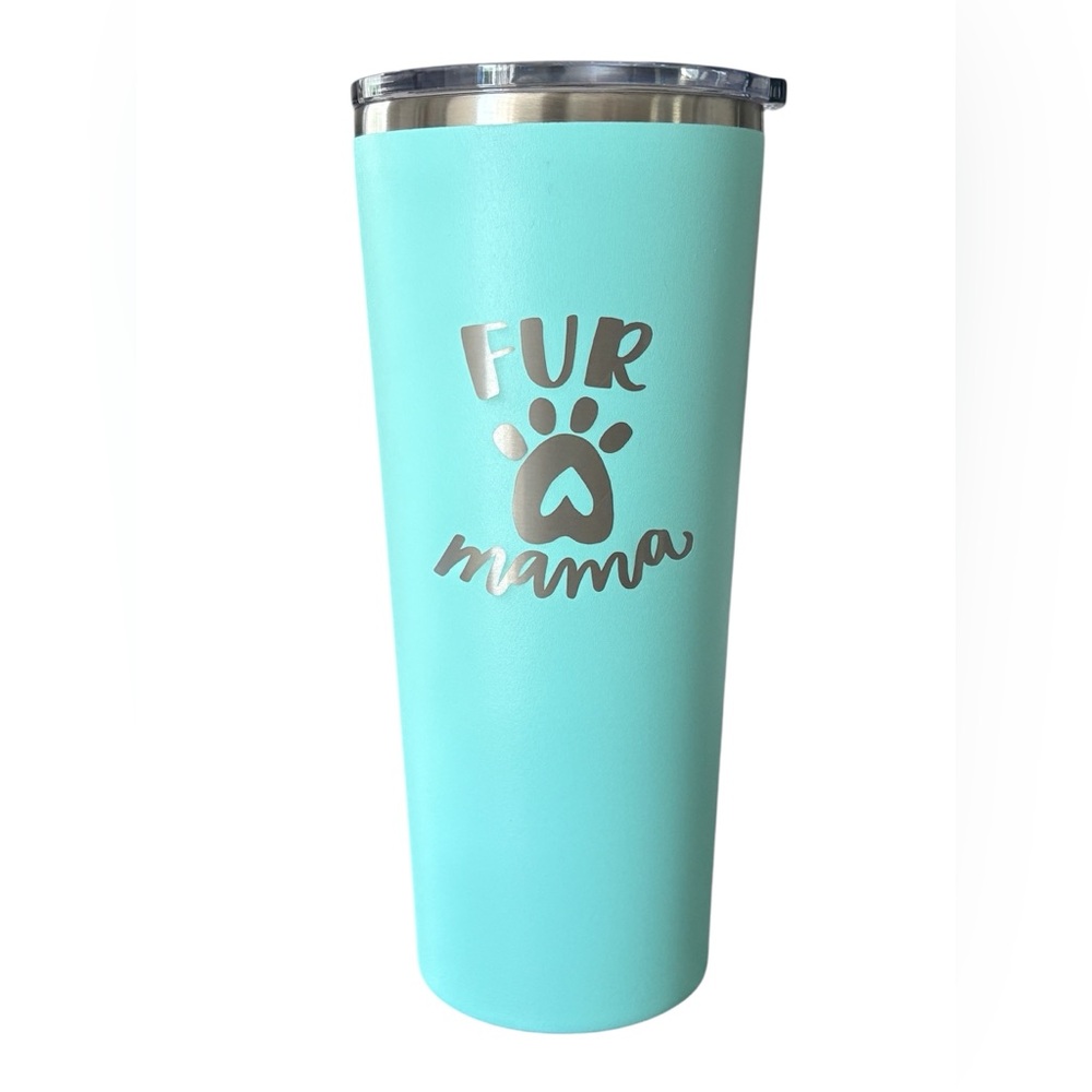New in box- SassyCups “Fur Mama” Insulated Stainless Steel Tumbler W/Lid & Straw